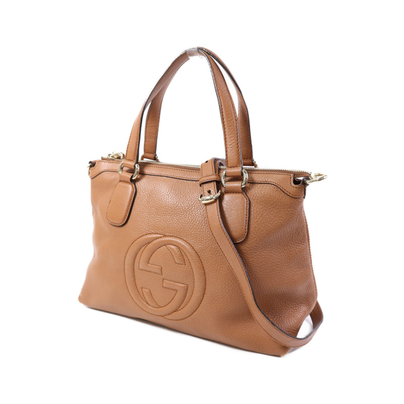 GUCCI 牛皮皮革2 Way Shoulder Bag金扣手挽肩背兩用袋-2