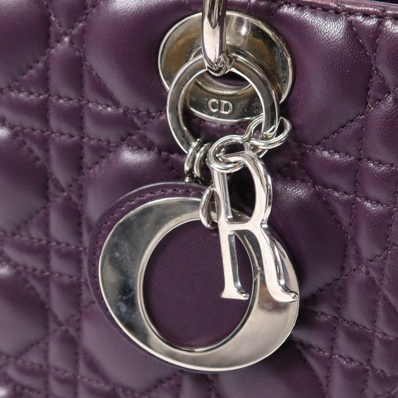 Dior 羊皮皮革Lady Dior金扣手挽肩背兩用袋-9