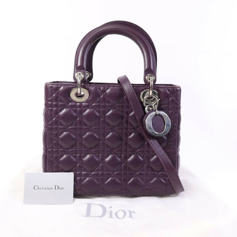 Dior 羊皮皮革Lady Dior金扣手挽肩背兩用袋-13