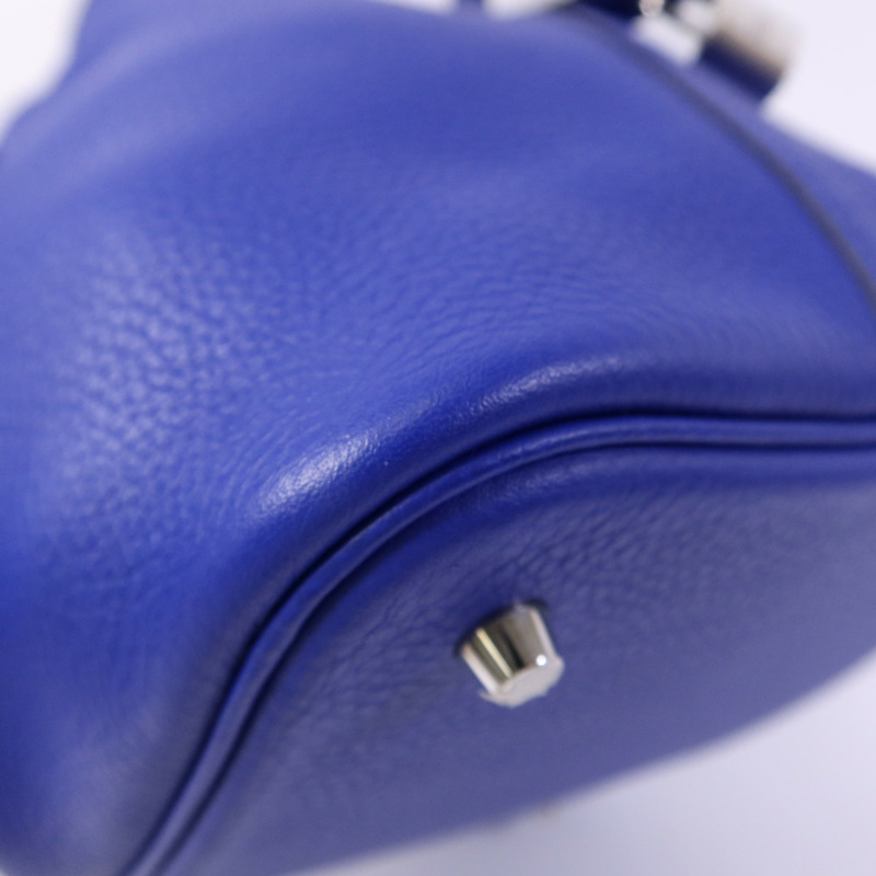 HERMES Clemence皮革Picotin MM銀扣手挽袋Blue-5