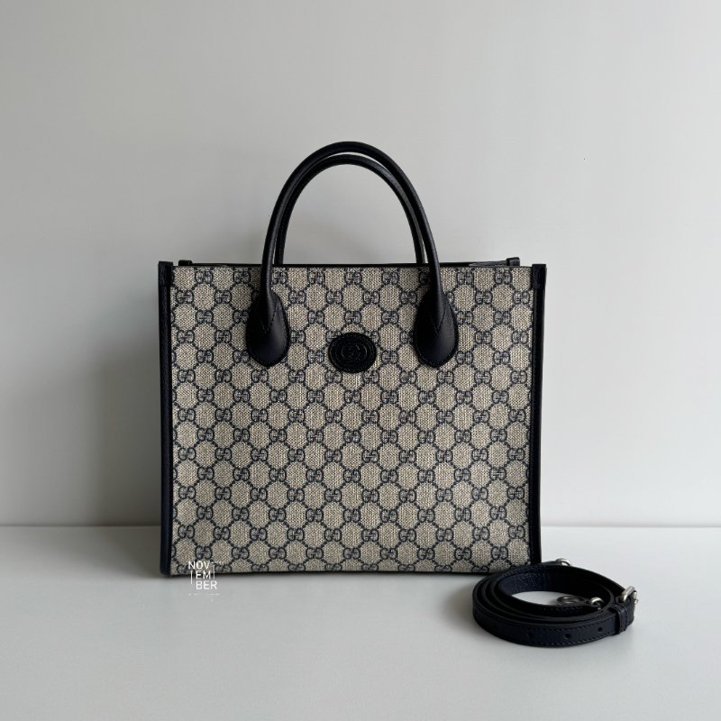 閒置新💙 全配有購證🙌🏻 Gucci 古馳 Tote 老花深藍色-0