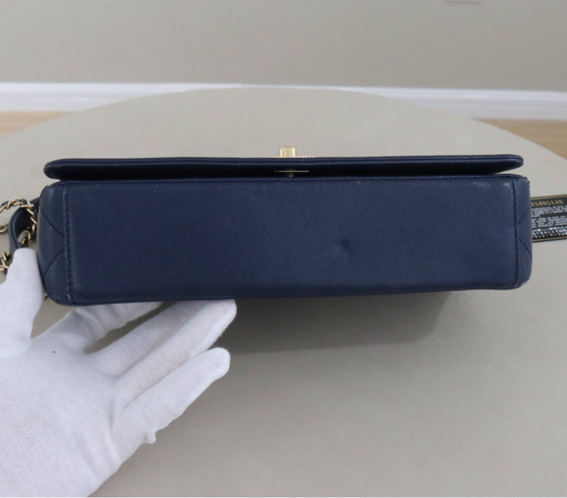 【經典復古✨帥氣型格😍全網最低價】Chanel 琺瑯扣翻蓋鏈條包 海軍藍 金鍊-3