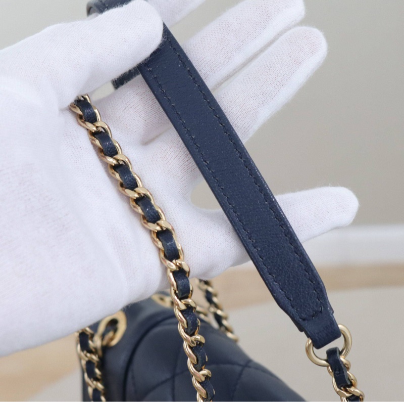 【經典復古✨帥氣型格😍全網最低價】Chanel 琺瑯扣翻蓋鏈條包 海軍藍 金鍊-7