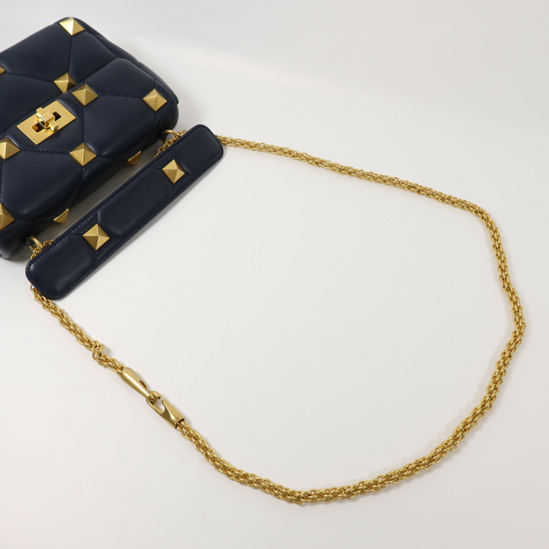 Valentino 牛皮皮革Syud Flap金扣鏈帶手挽肩背兩用袋-6