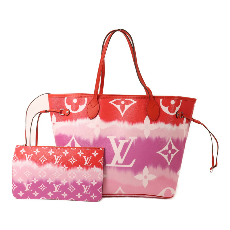 LOUIS VUITTON Monogram Escale Neverfull MM銀扣手挽袋-19