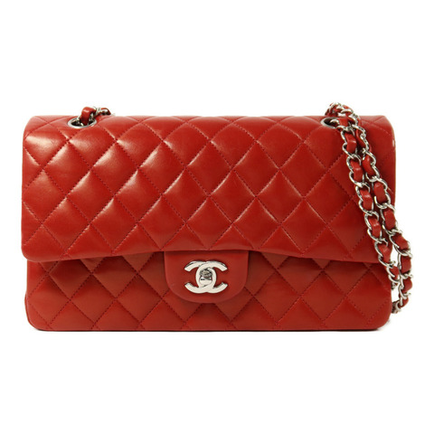 CHANEL 羊皮皮革Classic 25銀扣鏈帶肩背袋