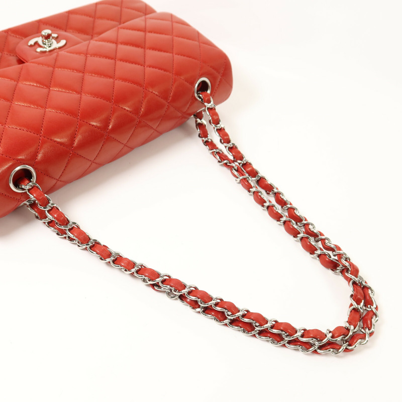 CHANEL 羊皮皮革Classic 25銀扣鏈帶肩背袋-7