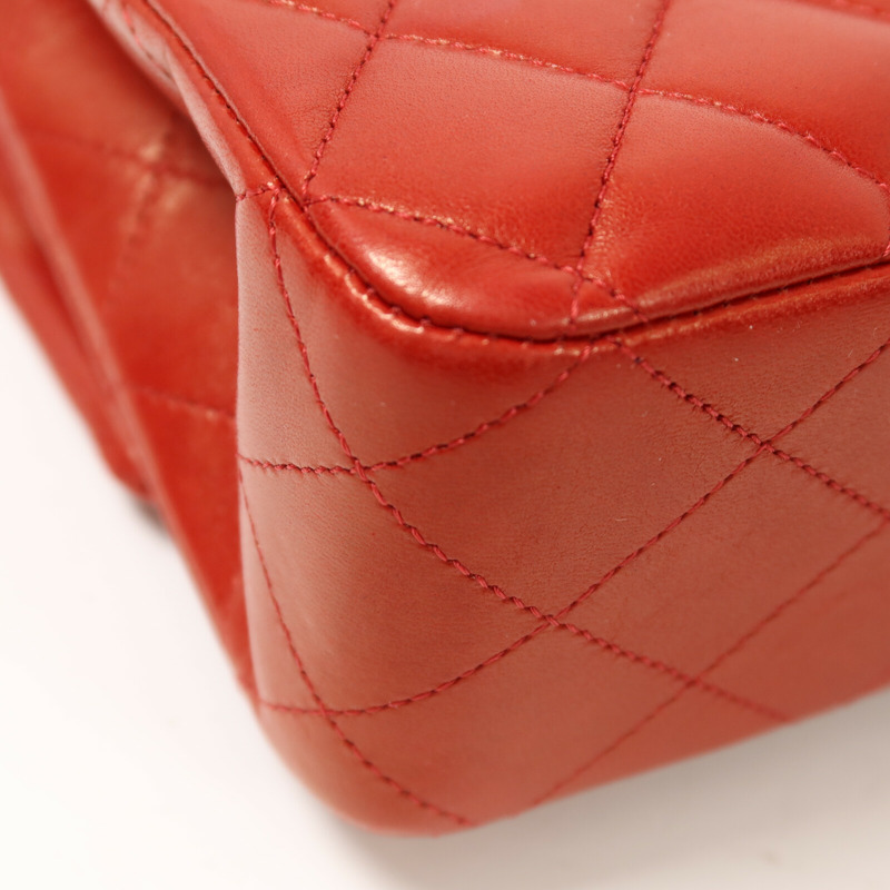 CHANEL 羊皮皮革Classic 25銀扣鏈帶肩背袋-12