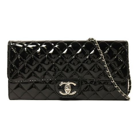 CHANEL 漆皮皮革Chain Shoulder銀扣鏈帶肩背袋