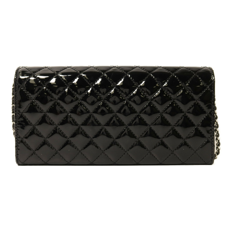 CHANEL 漆皮皮革Chain Shoulder銀扣鏈帶肩背袋-1