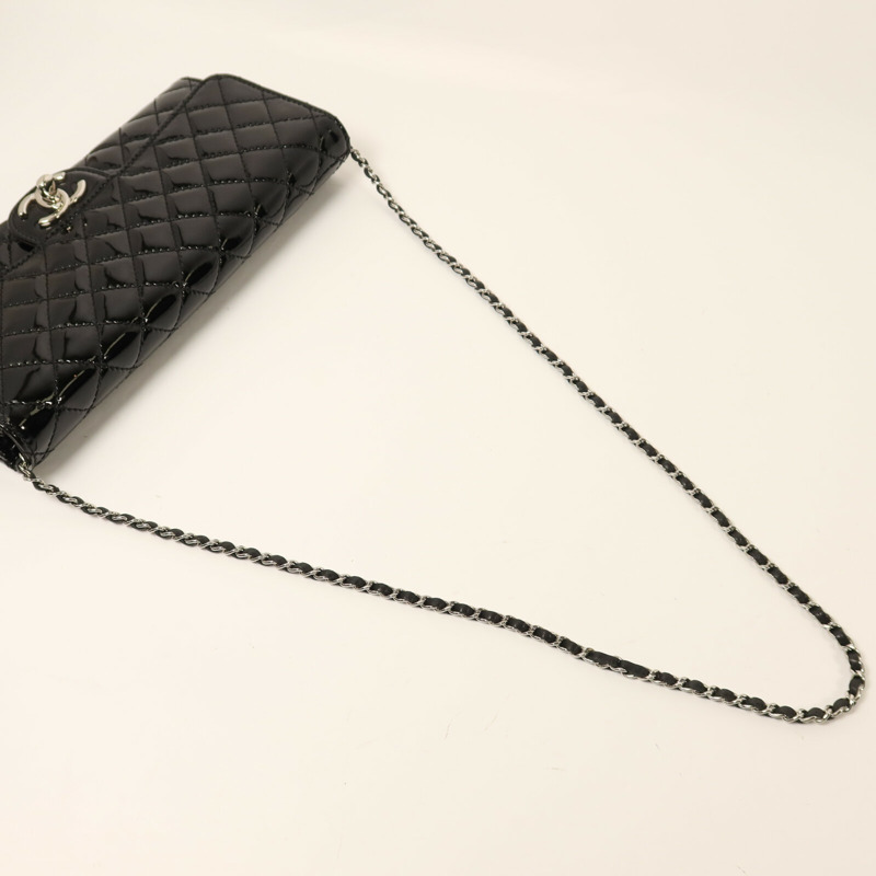 CHANEL 漆皮皮革Chain Shoulder銀扣鏈帶肩背袋-7