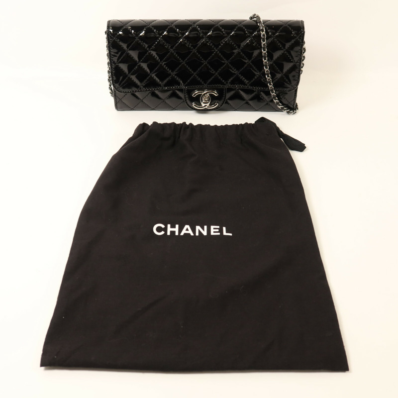 CHANEL 漆皮皮革Chain Shoulder銀扣鏈帶肩背袋-8