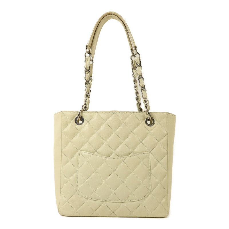 CHANEL 牛皮皮革PST Petite Shopping Tote Bag銀扣鏈帶肩背袋-1