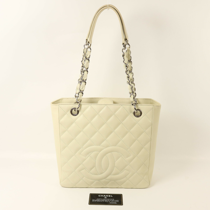 CHANEL 牛皮皮革PST Petite Shopping Tote Bag銀扣鏈帶肩背袋-9