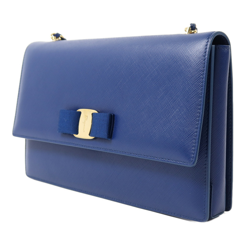 Salvatore Ferragamo 牛皮皮革Vara Gini Chain Shoulder金扣鏈帶肩背袋-2