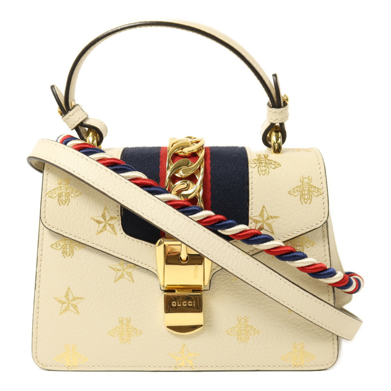 GUCCI 牛皮皮革Sylvie Bag金扣手挽肩背兩用袋-0