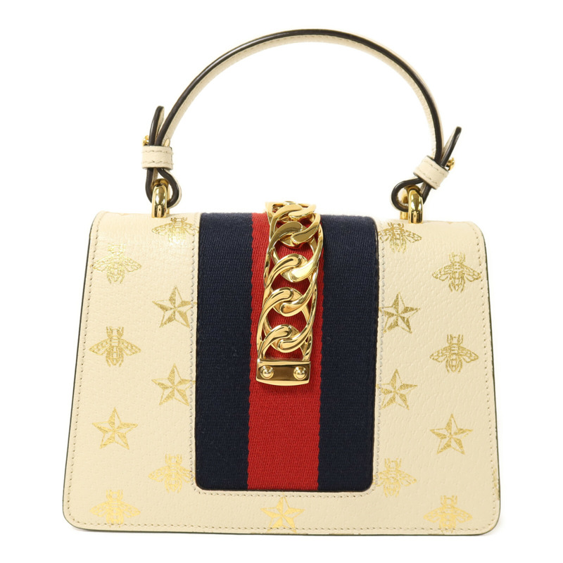 GUCCI 牛皮皮革Sylvie Bag金扣手挽肩背兩用袋-1