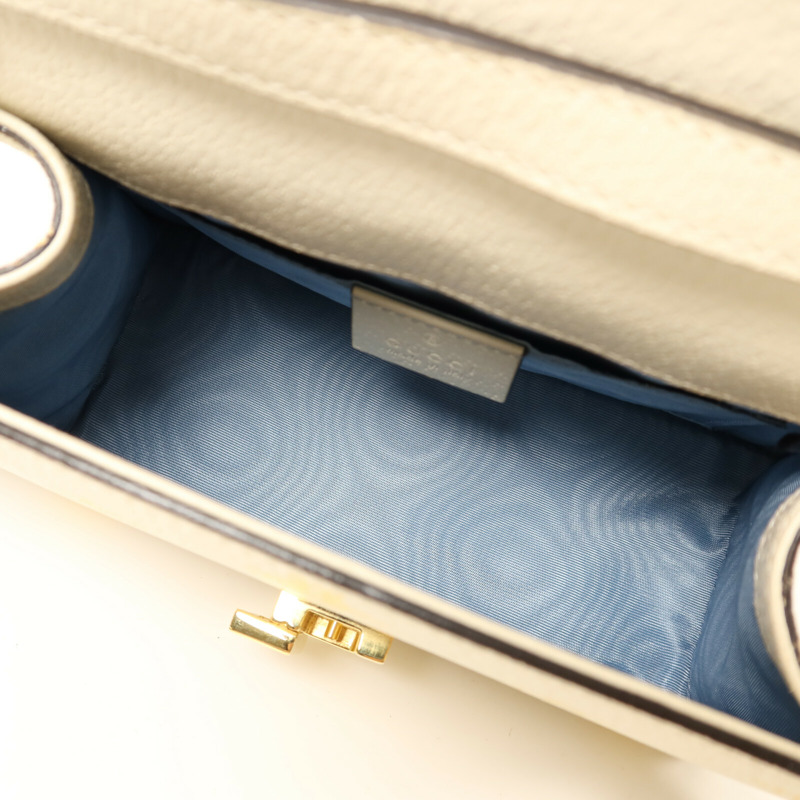 GUCCI 牛皮皮革Sylvie Bag金扣手挽肩背兩用袋-4