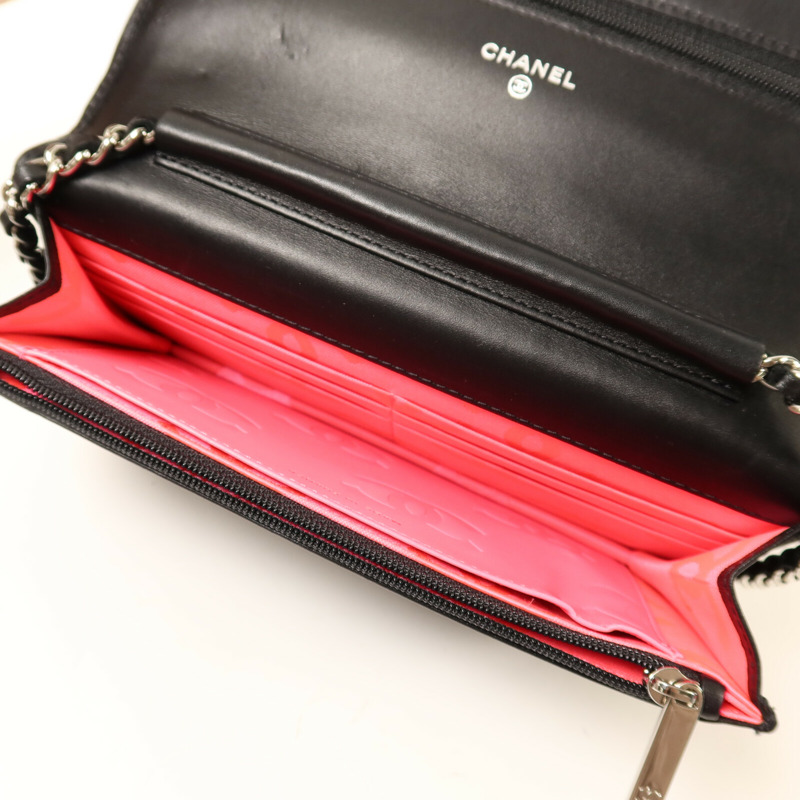 CHANEL 牛皮皮革Cambom Wallet On Chain銀扣鏈帶肩背袋-4