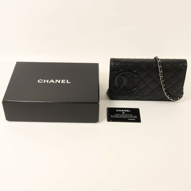 CHANEL 牛皮皮革Cambom Wallet On Chain銀扣鏈帶肩背袋-10