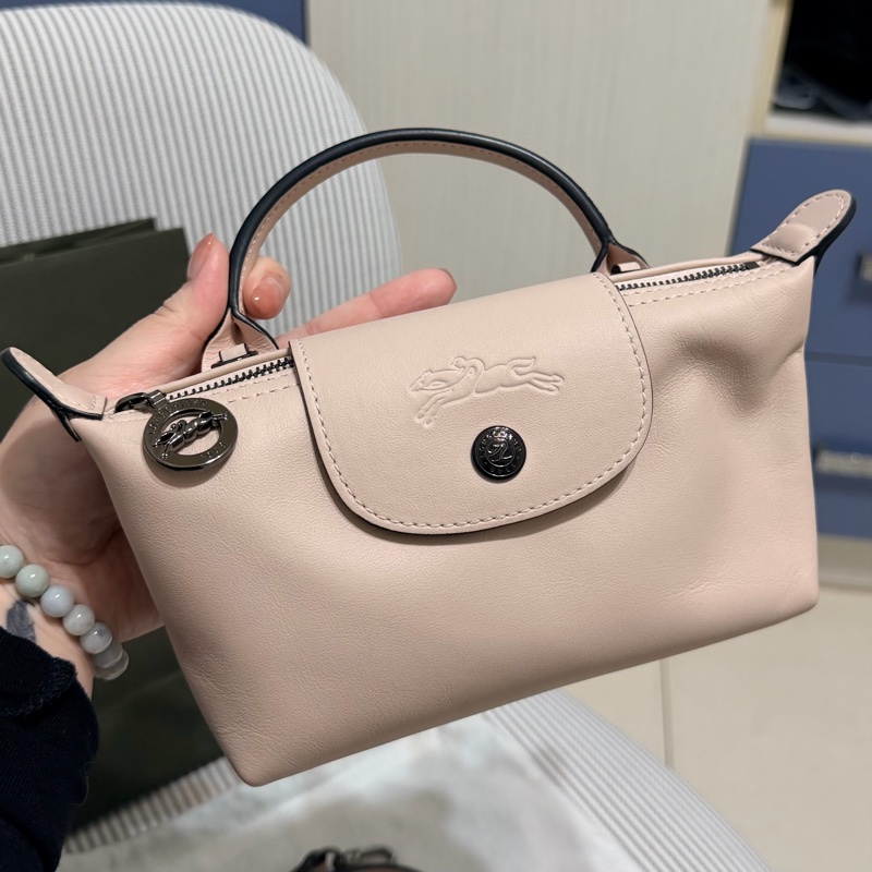 Longchamp LE PLIAGE XTRA 皮革手拿包 XS - 裸粉色 水餃包 斜背包 手提包 小廢包-2