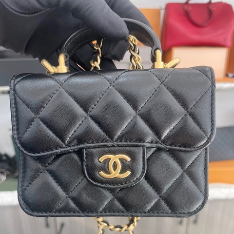 【96%新 ✨ 全網最低價】 30開 Chanel mini woc 21k 黑金 手柄 羊皮 斜挎包 王心凌同款(下單前先詢問庫存❗️）