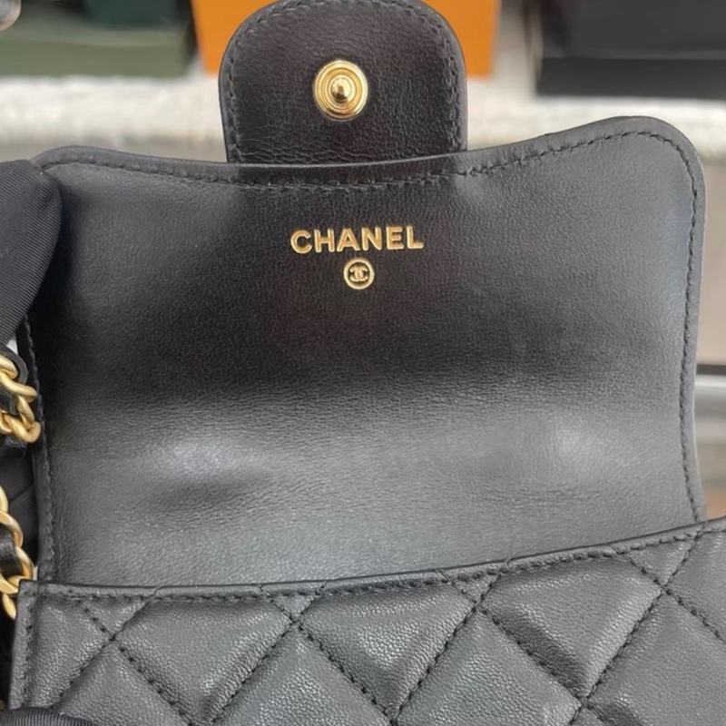 【96%新 ✨ 全網最低價】 30開 Chanel mini woc 21k 黑金 手柄 羊皮 斜挎包 王心凌同款(下單前先詢問庫存❗️)-9
