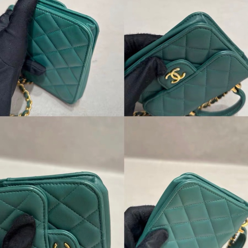 【96%新 ✨ 全網最低價】 Chanel mini woc 綠色 金扣 手柄 羊皮 斜挎包 王心凌同款(下單前先詢問庫存❗️)-4