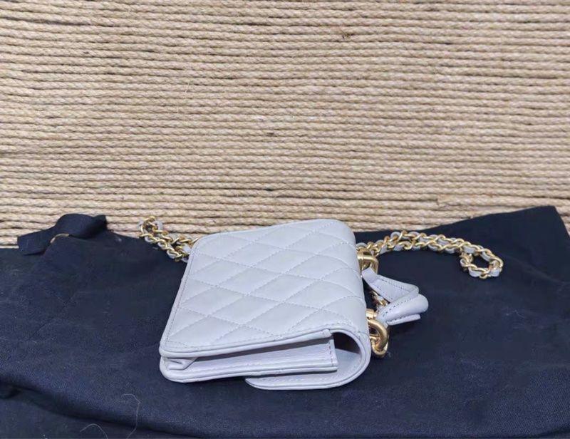 【96%新 ✨ 全網最低價】31開有保卡 Chanel mini woc 灰色 金扣 手柄 羊皮 斜挎包 王心凌同款(下單前先詢問庫存❗️）-4