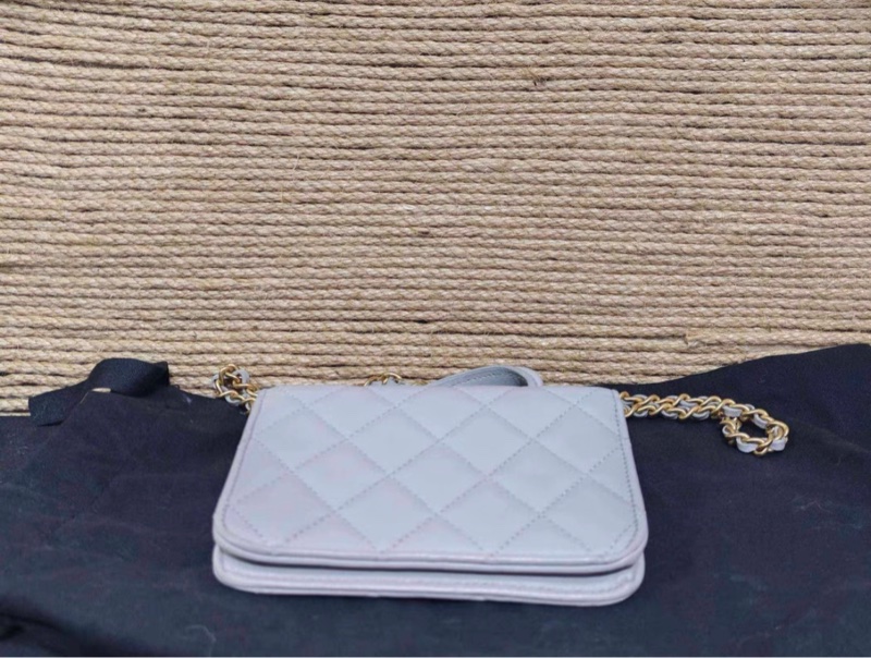 【96%新 ✨ 全網最低價】31開有保卡 Chanel mini woc 灰色 金扣 手柄 羊皮 斜挎包 王心凌同款(下單前先詢問庫存❗️）-5