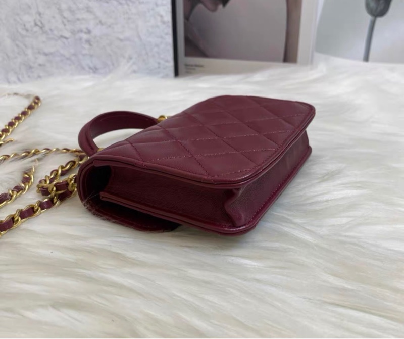 【98新 ✨ 全網最低價】 有保卡 Chanel mini woc 紅色 金扣 手柄 羊皮 斜挎包 王心凌同款(下單前先詢問庫存❗️）-5