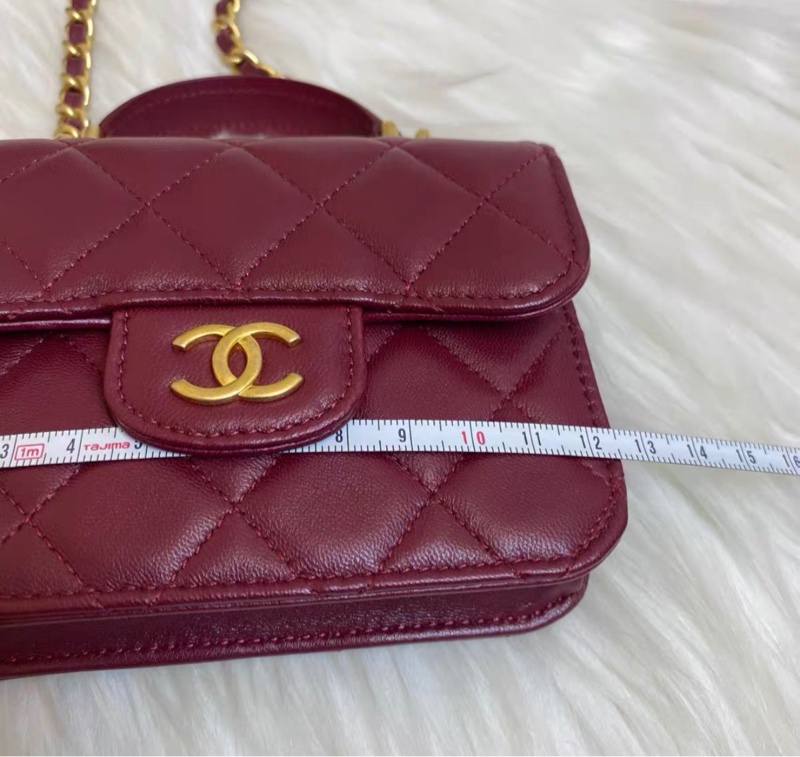 【98新 ✨ 全網最低價】 有保卡 Chanel mini woc 紅色 金扣 手柄 羊皮 斜挎包 王心凌同款(下單前先詢問庫存❗️）-6
