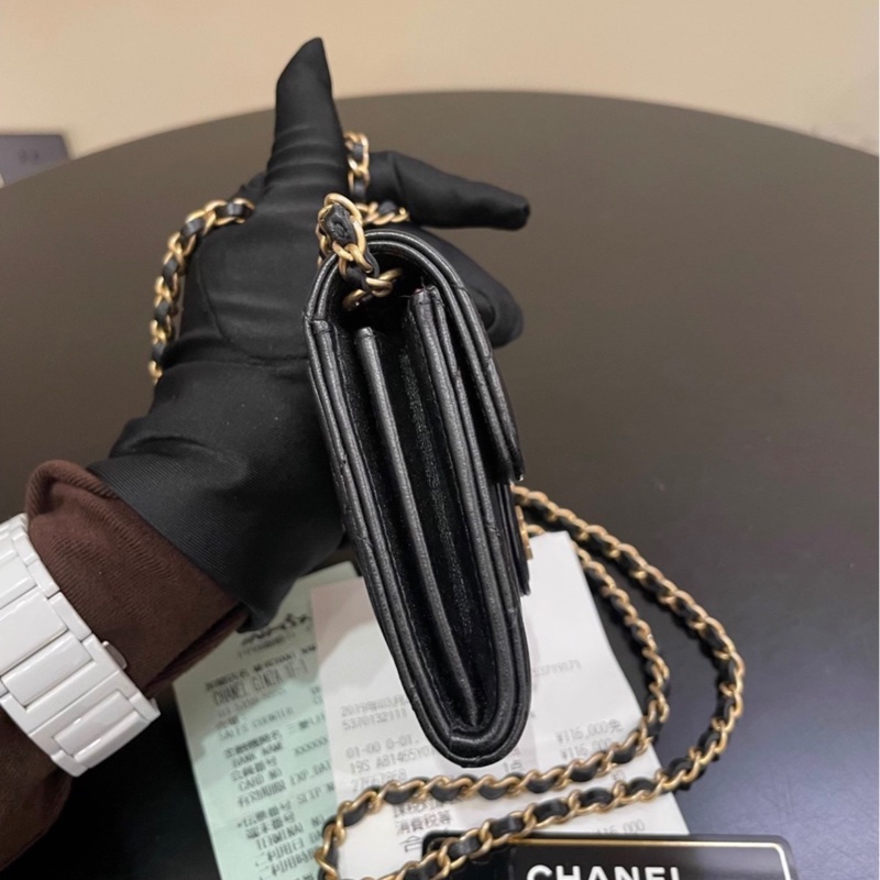 【96新✨ 全網最低價！】Chanel 香奈兒 黑金菱格紋小錢包 小羊皮 帶鏈條 （下單前先詢問庫存❗️）-7