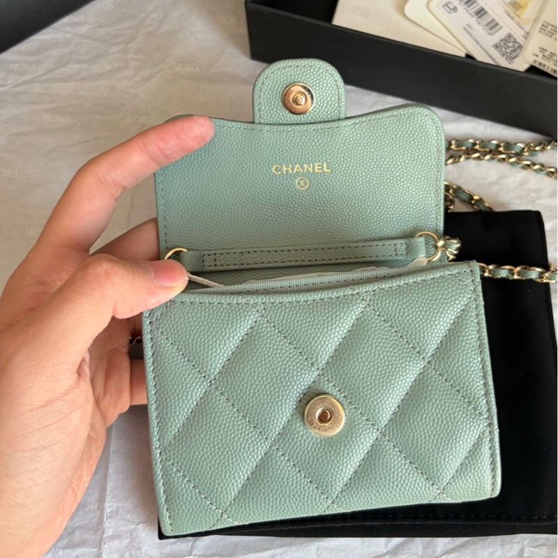 【全新✨ 全網最低價！】全套有盒 Chanel 香奈兒 mini woc 薄荷綠鏈條小挎包 荔枝牛皮 新晶片款 五金膜還在（下單前先詢問庫存❗️）-4