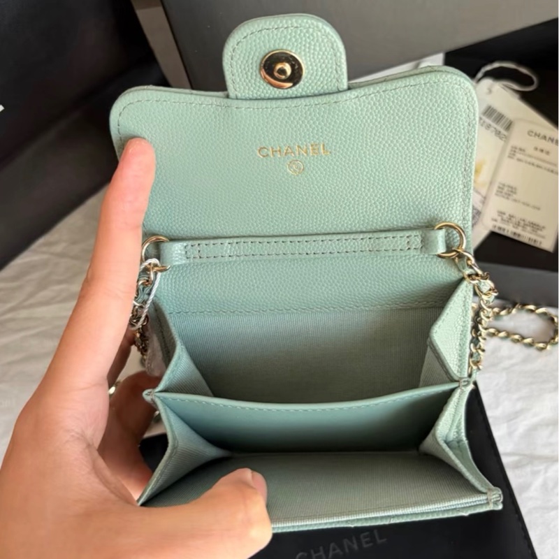 【全新✨ 全網最低價！】全套有盒 Chanel 香奈兒 mini woc 薄荷綠鏈條小挎包 荔枝牛皮 新晶片款 五金膜還在（下單前先詢問庫存❗️）-8