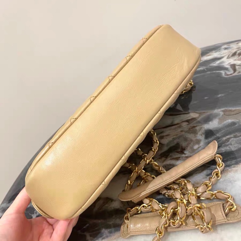 【96新 ✨ 全網最低價!】中古香奈兒chanel 中古奶茶色 雙鏈條 斜挎包 有卡 (下單前先詢問庫存❗️)-8