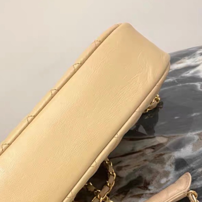 【96新 ✨ 全網最低價!】中古香奈兒chanel 中古奶茶色 雙鏈條 斜挎包 有卡 (下單前先詢問庫存❗️)-10