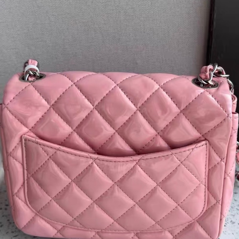 【96新 ✨ 全網最低價！】Chanel香奈兒方胖子漆皮鏈條包 粉色17開 銀色扣（下單前先詢問庫存❗️）-6