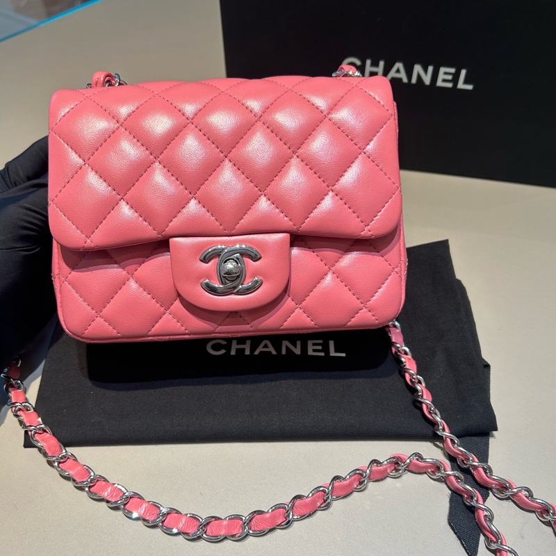 【97新 ✨ 全網最低價!】香奈兒Chanel 粉色 方胖子 羊皮 (下單前先詢問庫存❗️)-9