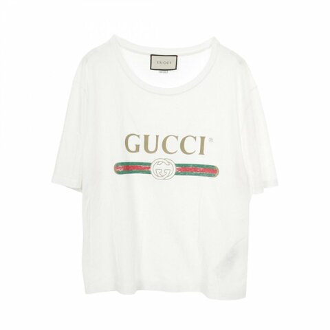 GUCCI 標誌水洗T卹，純棉，白色，L碼，二手男款
