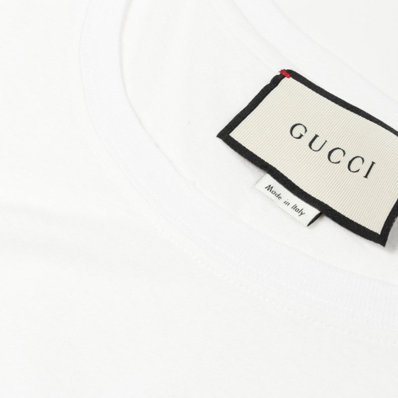GUCCI 標誌水洗T卹,純棉,白色,L碼,二手男款-7