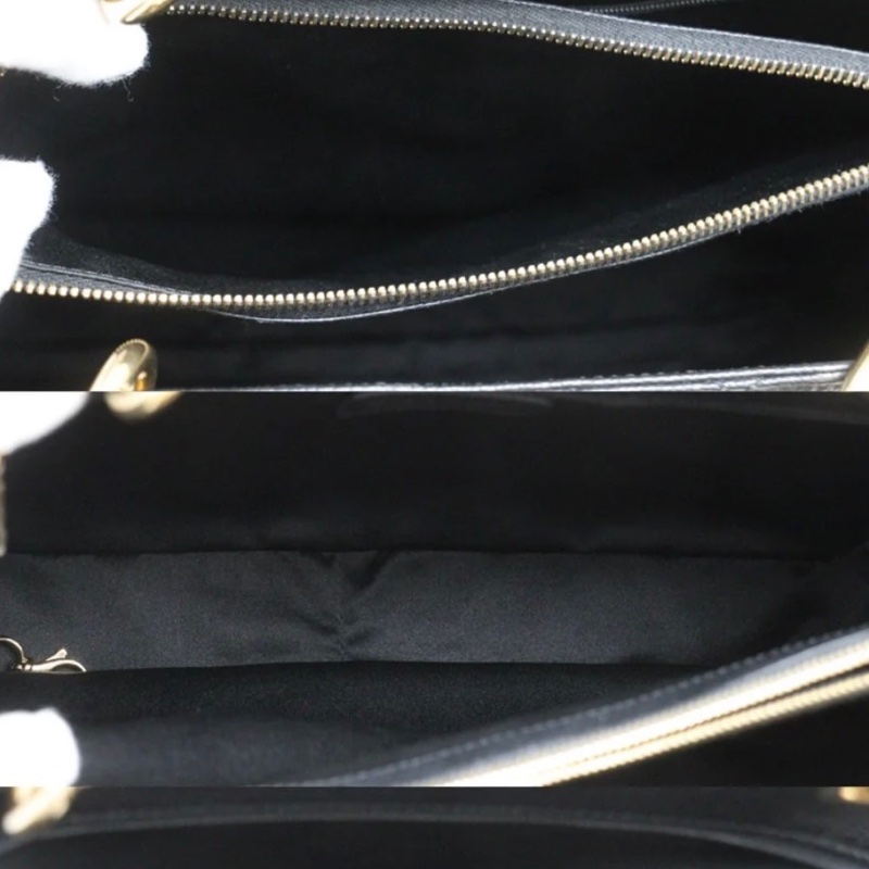 「JL精品代購」98新 香奈兒GST黑金荔枝牛皮托特包-8