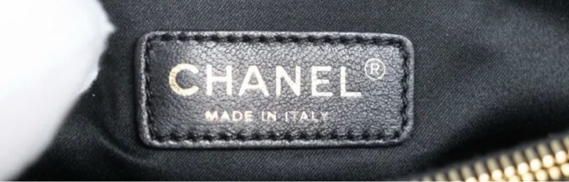 「JL精品代購」98新 香奈兒GST黑金荔枝牛皮托特包-10