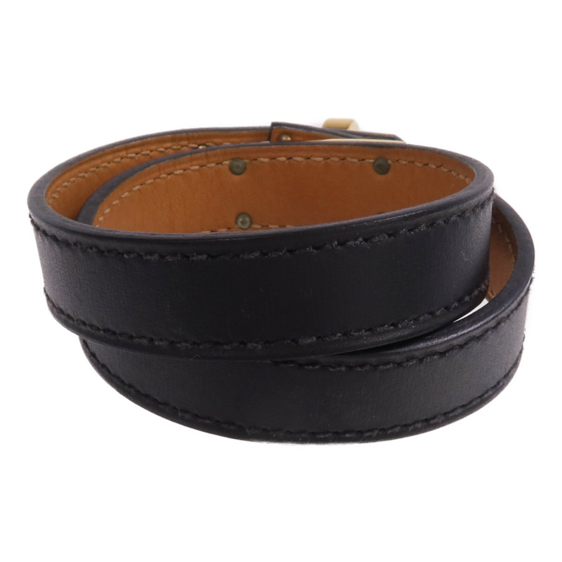 HERMES Box Calf皮革Kelly Double Bracelet金扣手鐲Noir-2