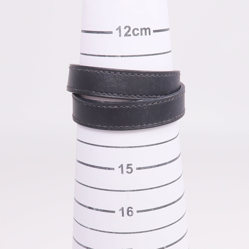 HERMES Box Calf皮革Kelly Double Bracelet金扣手鐲Noir-11