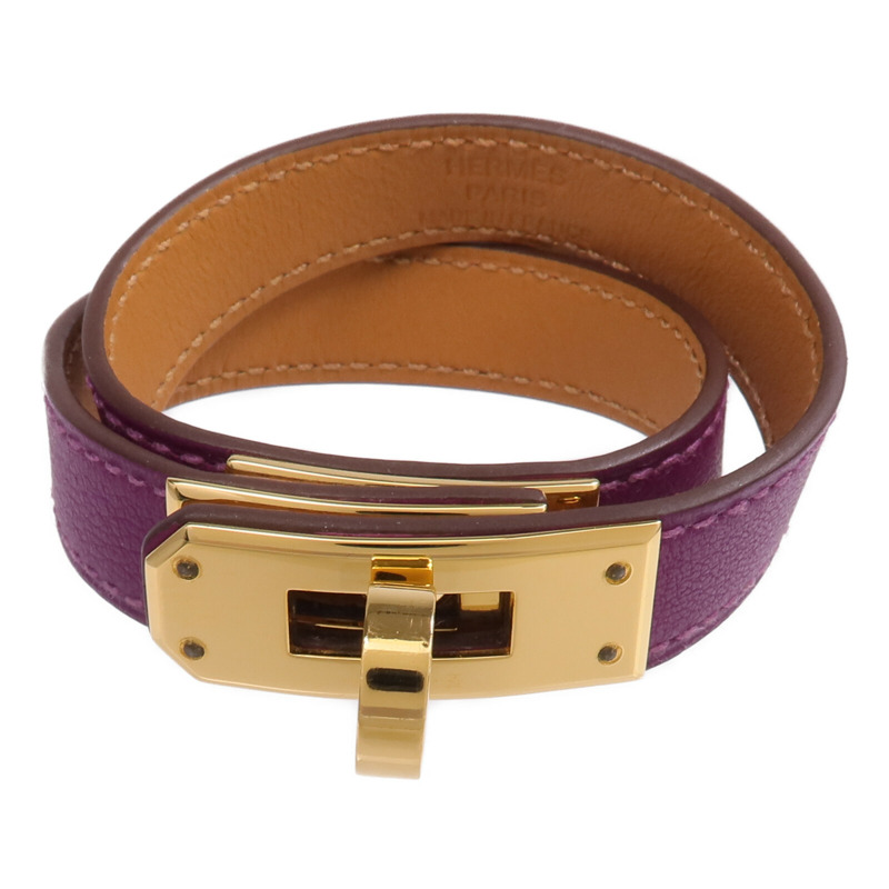 HERMES Swift皮革Kelly Double Tour Bracelet金扣手鐲-0