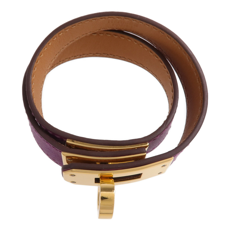HERMES Swift皮革Kelly Double Tour Bracelet金扣手鐲-3