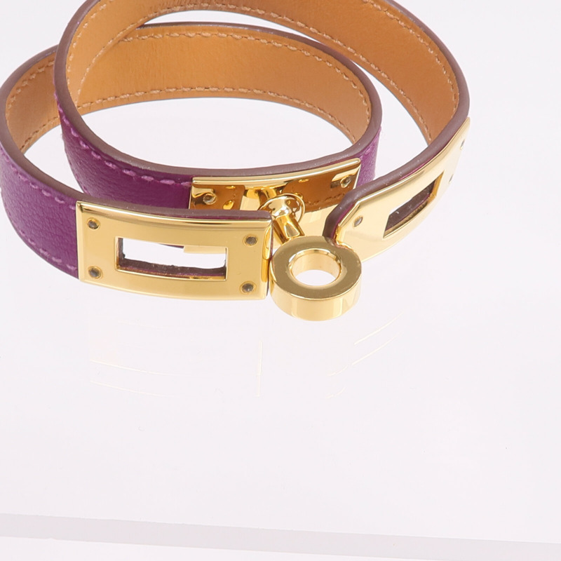 HERMES Swift皮革Kelly Double Tour Bracelet金扣手鐲-6