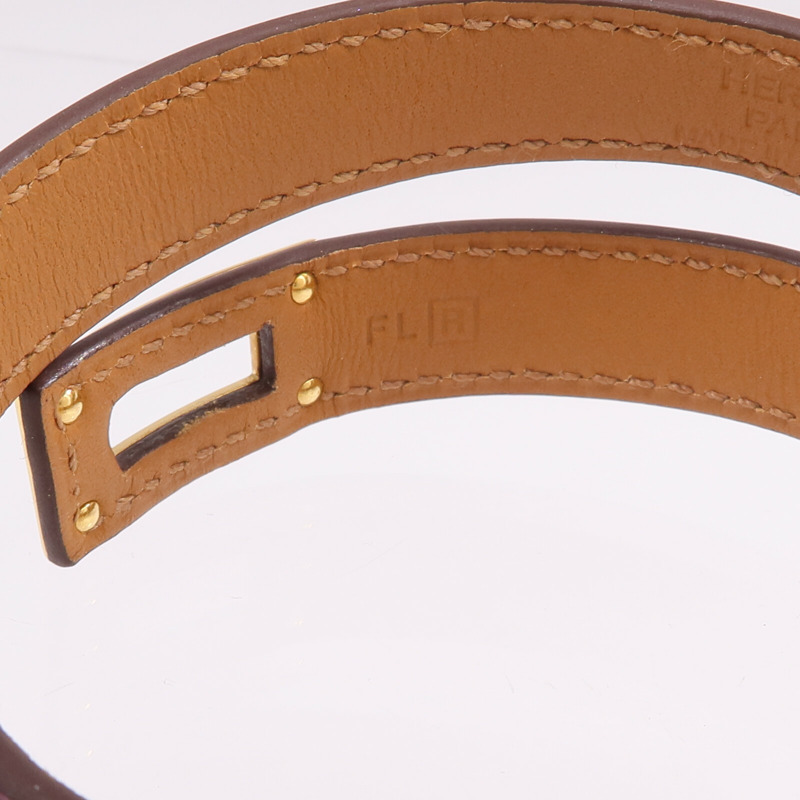 HERMES Swift皮革Kelly Double Tour Bracelet金扣手鐲-7