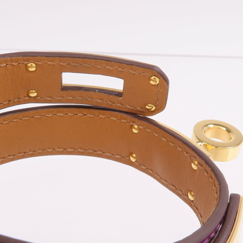 HERMES Swift皮革Kelly Double Tour Bracelet金扣手鐲-8